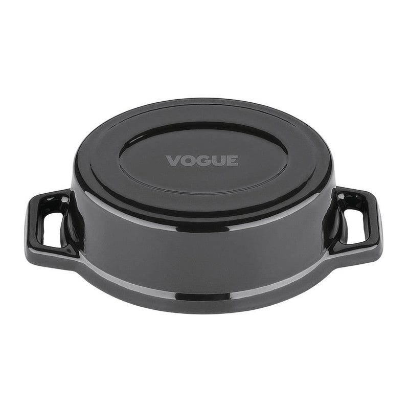 Vogue Black Cast Iron Oval Mini Pot 315ml